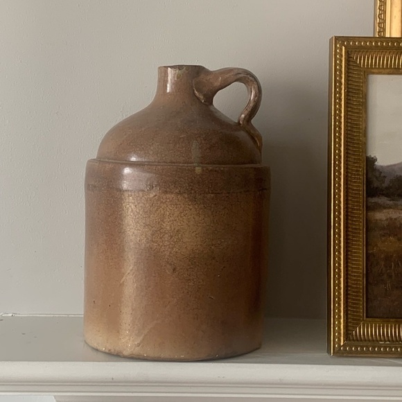 Antique Vintage brown jar‎ vase rustic with handle home decor rustic pottery - Picture 1 of 13